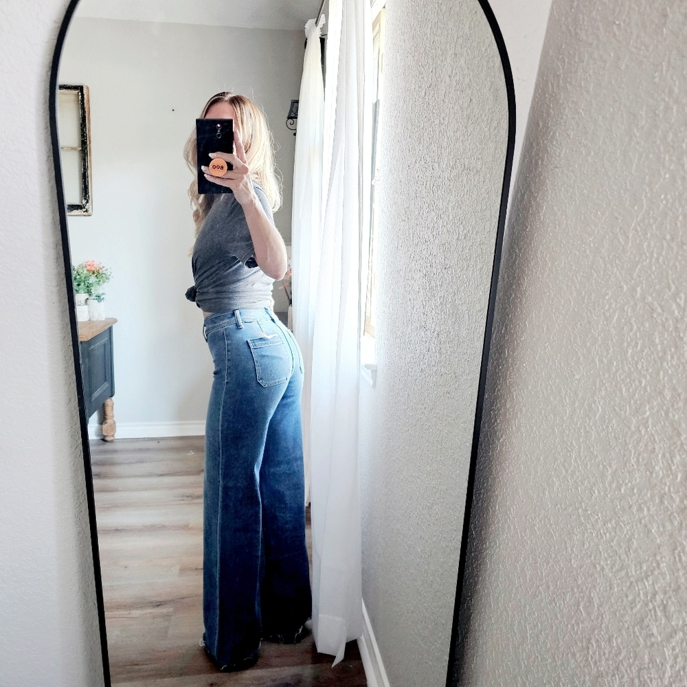 RISEN HR Dark Wash Classic Wide Leg Denim Jeans Stretch Palazzo Various NEW - Picture 9 of 11